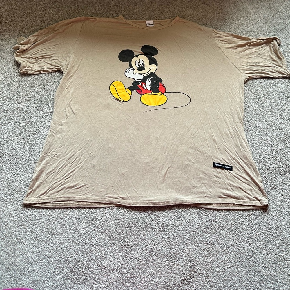 Size 18 Disney x Boohoo Beige T-Shirt Mickey Mouse Plus Size